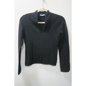 White + Warren Black Raised V Cashmere Sweater Size XS